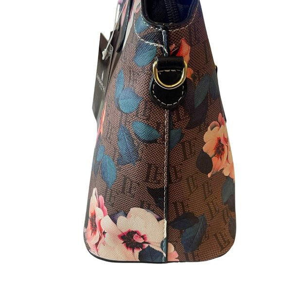 London Fog Stafford Brown Floral Shoulder Bag Satchel Handbag NEW - Picture 8 of 9